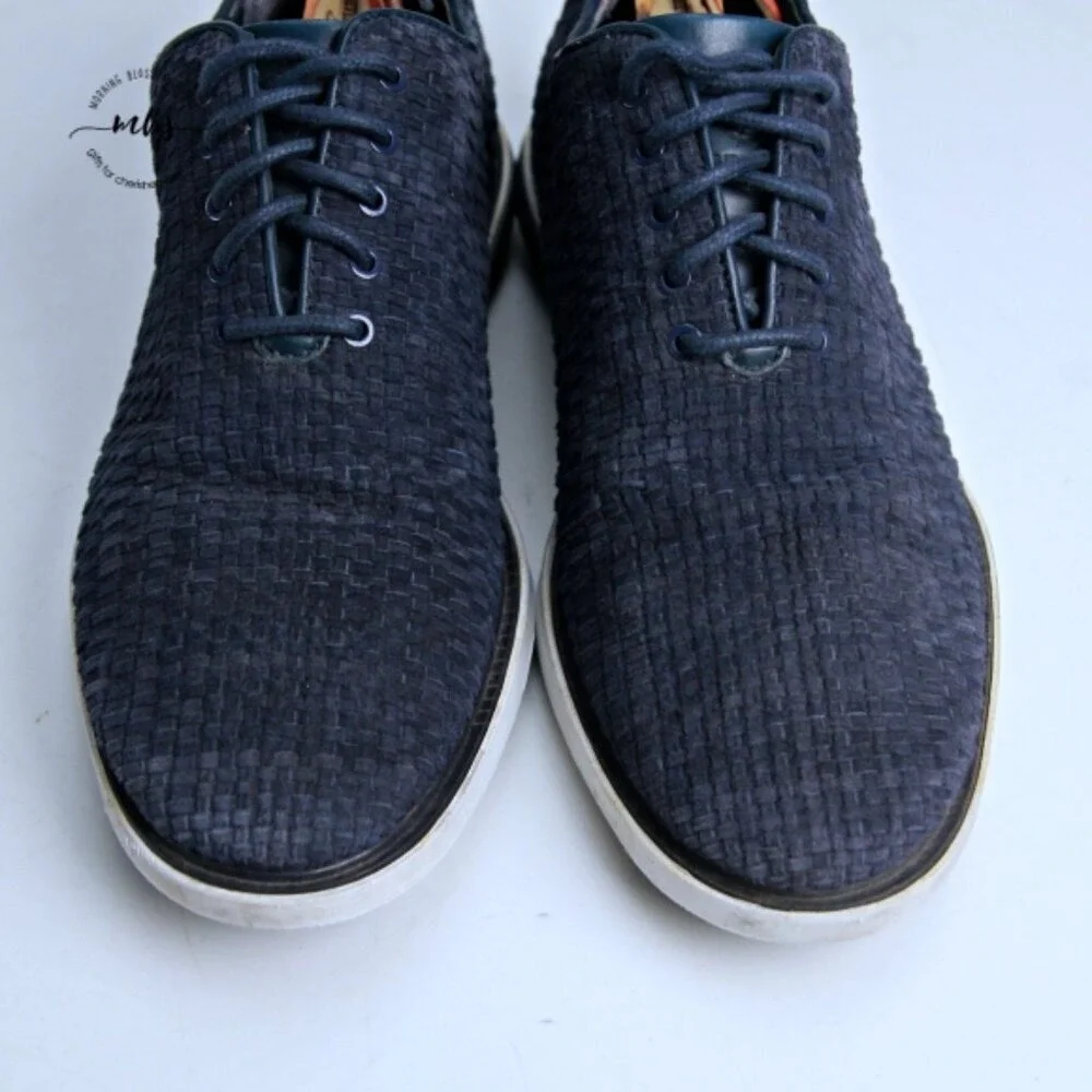 Cole Haan Grand Evolution Oxford Woven Leather Blue Shoes‎ Men 8.5